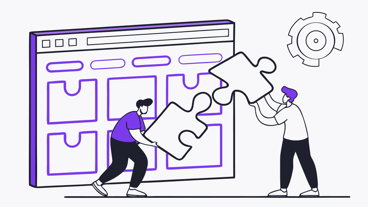 Puzzle pieces snapping together into a web page layout