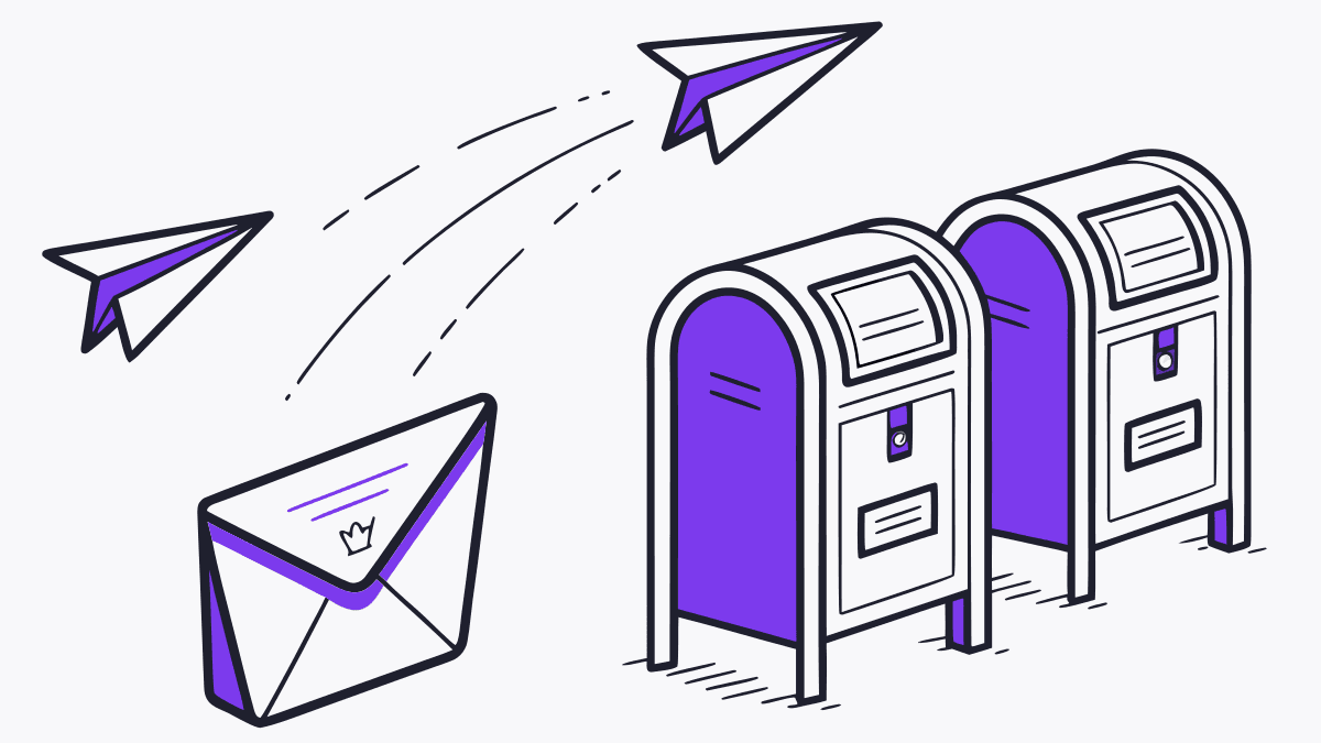 An open envelope sending paper planes toward mailboxes